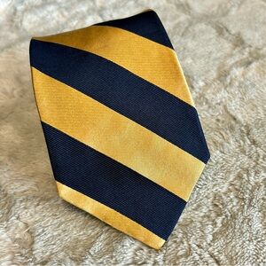 Nautica Gold & Blue Striped Silk Tie NWOT 3.5” Wide 57” Long